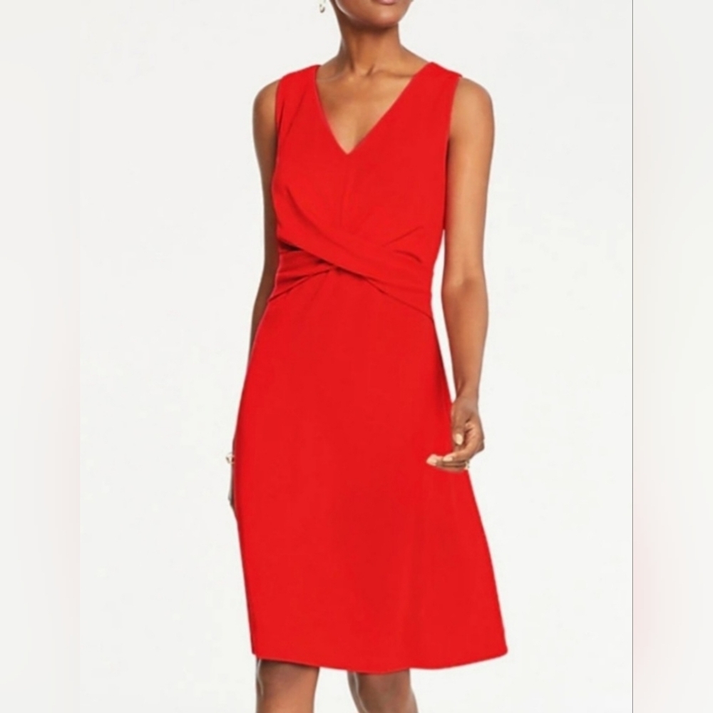 Ann Taylor Sleeveless Red Twist Dress